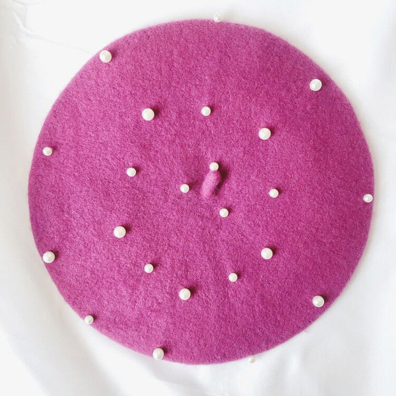 Fashion Wool Hat with Pearls