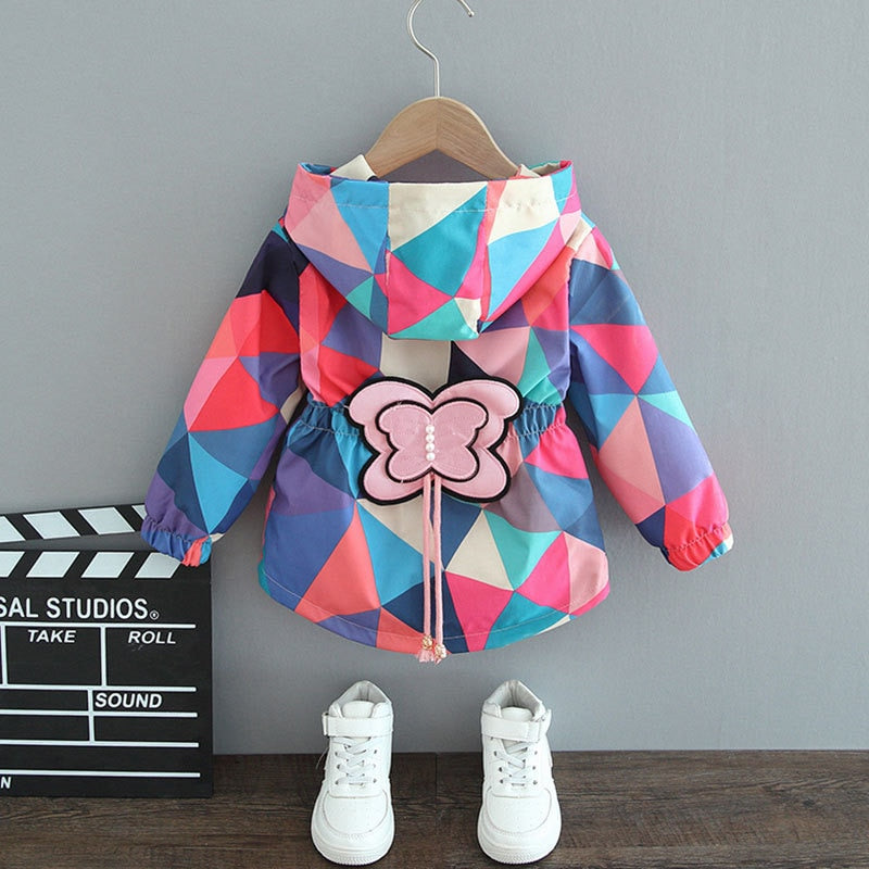 2021 Spring Summer Autumn Girls Fashion Thin Flower Hooded Jacket Baby Kids Children Sweet Coat