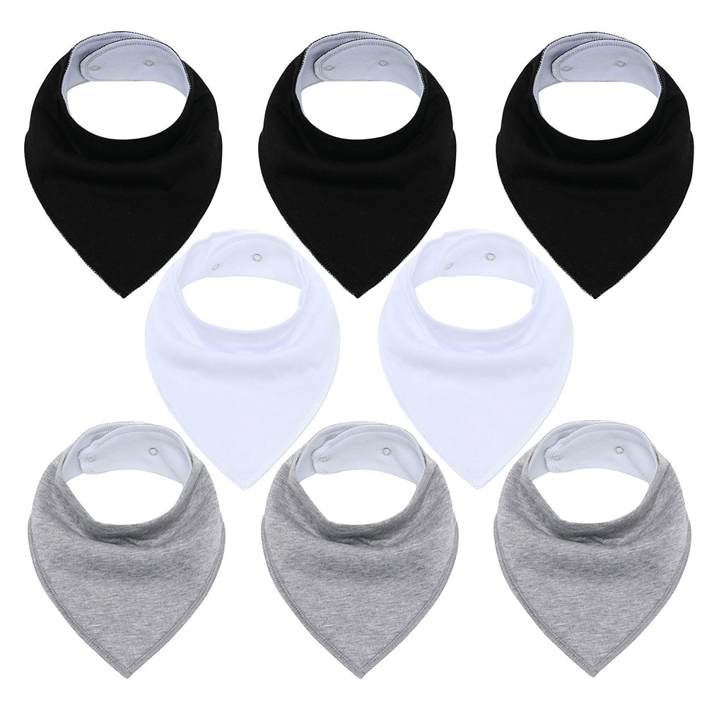 8Pcs Organic Cotton Adjustable Baby Bibs