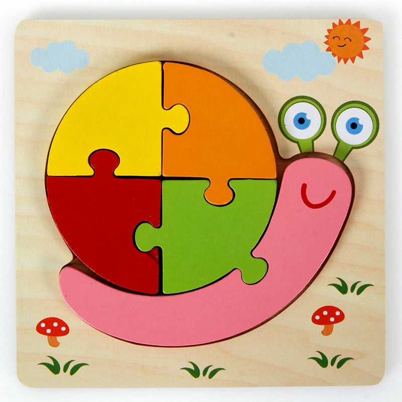 Montessori Wooden Toys Children Jigsaw Board Learning Education Puzzle Tangram Cartoon Baby Toys 0 12 Months juguetes para niños